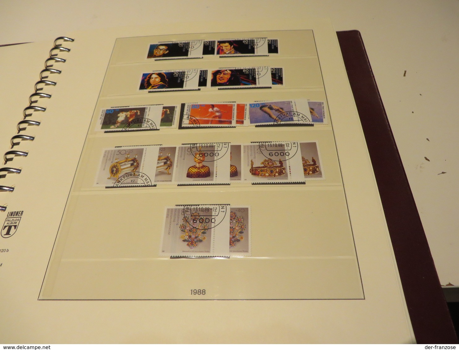 DEUTSCHLAND - BUND  1987 bis 1993  Posten  o /  ** / MARKEN auf LINDNER -T- FALZLOS - VORDRUCKTEX  im RINGBINDER