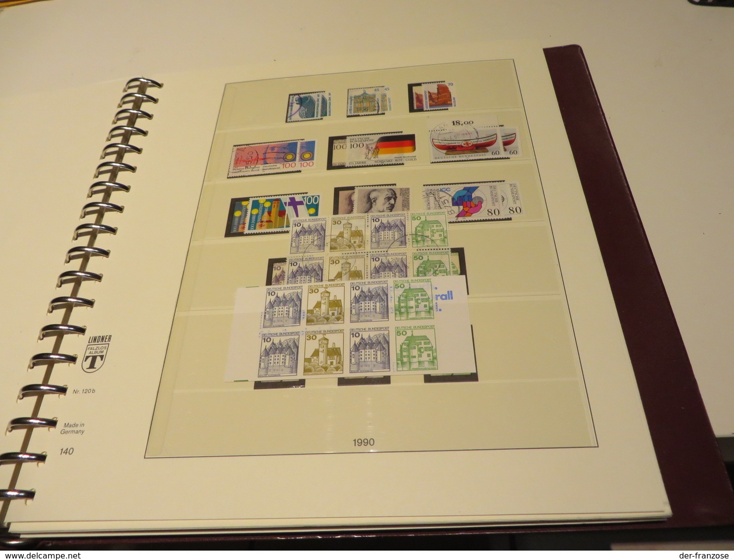 DEUTSCHLAND - BUND  1987 bis 1993  Posten  o /  ** / MARKEN auf LINDNER -T- FALZLOS - VORDRUCKTEX  im RINGBINDER