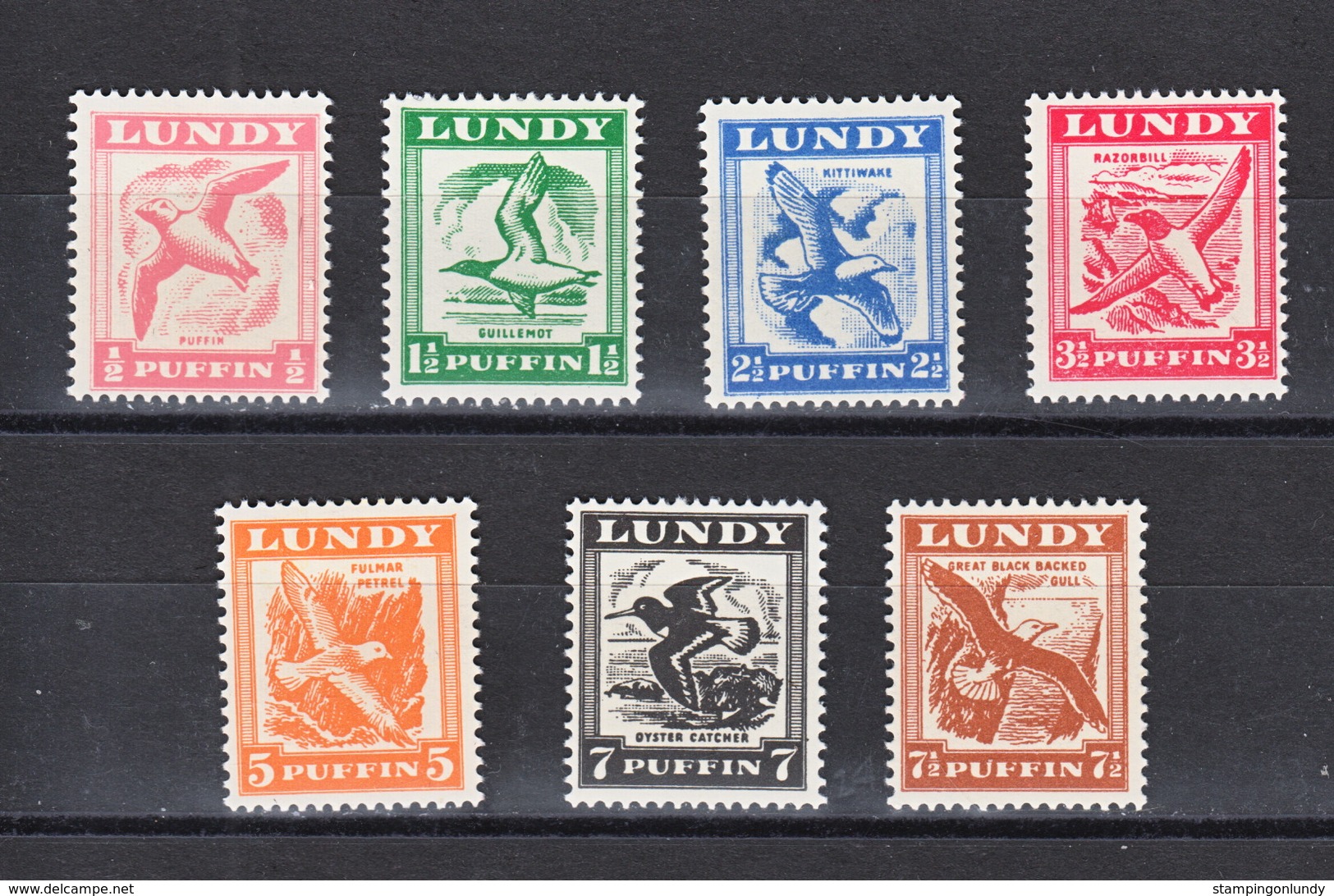 #L23 Great Britain Lundy Island Puffin Stamp 1951 Flying Birds Definitives Set. FREE UK P+P - Local Issues