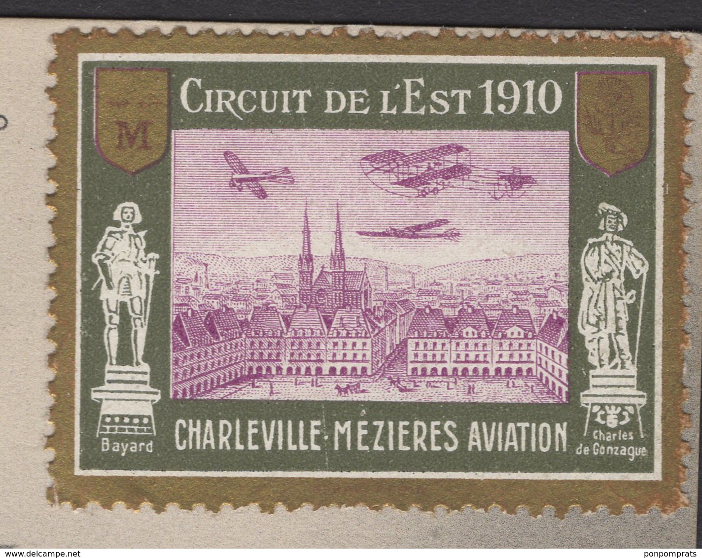 PRECURSEUR Belle Carte Commémorative Du Circuit De L'Est Avec Très Belle Vignette Non Voyagée - Aviation