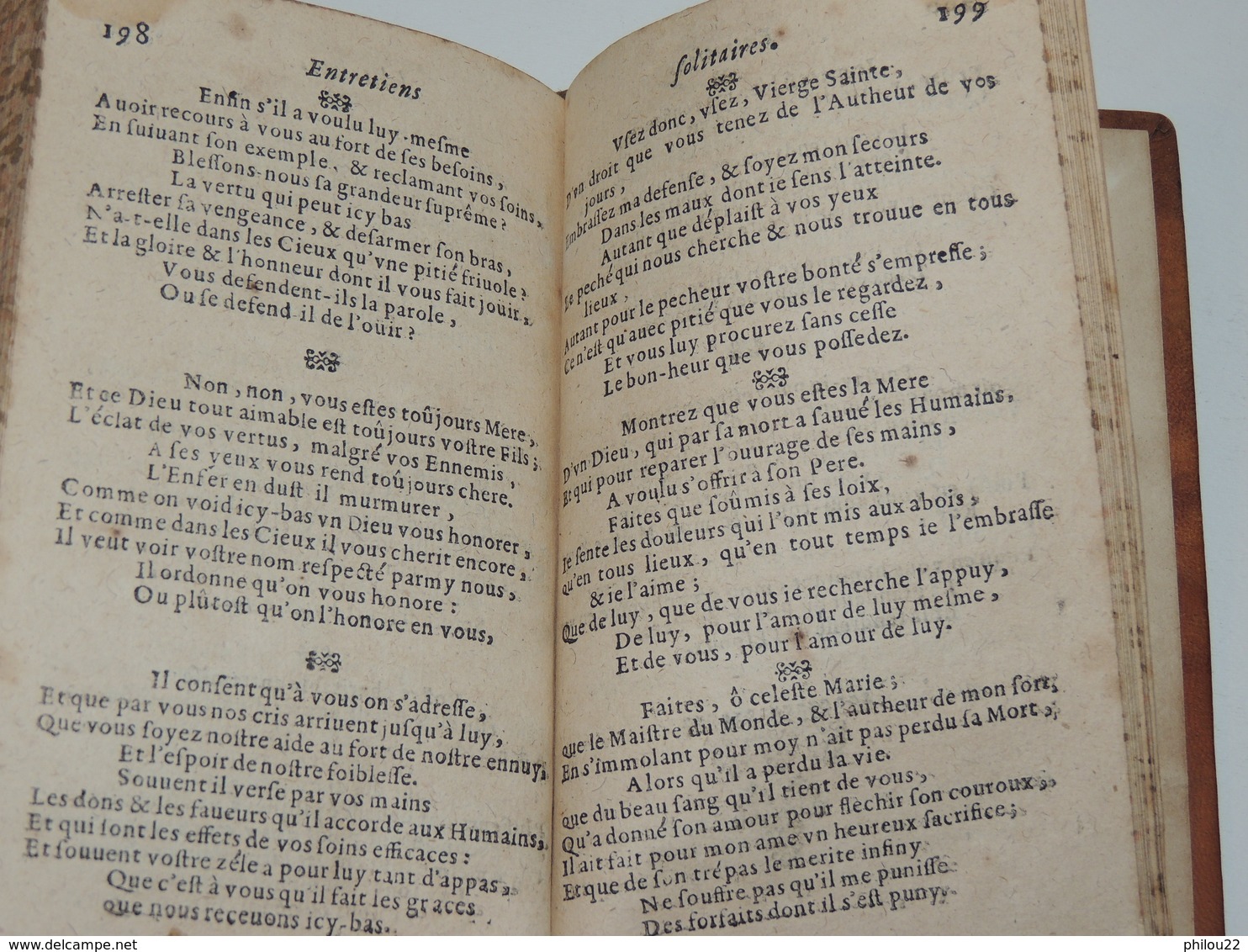 1660 Entretiens Solitaires, Ou Prières Et Méditations Pieuses En Vers François / BREBEUF - Antes De 18avo Siglo