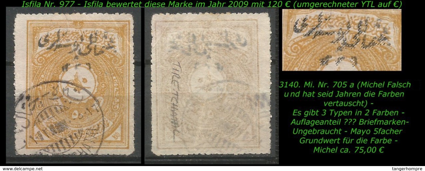 EARLY OTTOMAN SPECIALIZED FOR SPECIALIST, SEE...Mi. Nr. 705 A  In Gebraucht - Ungebraucht