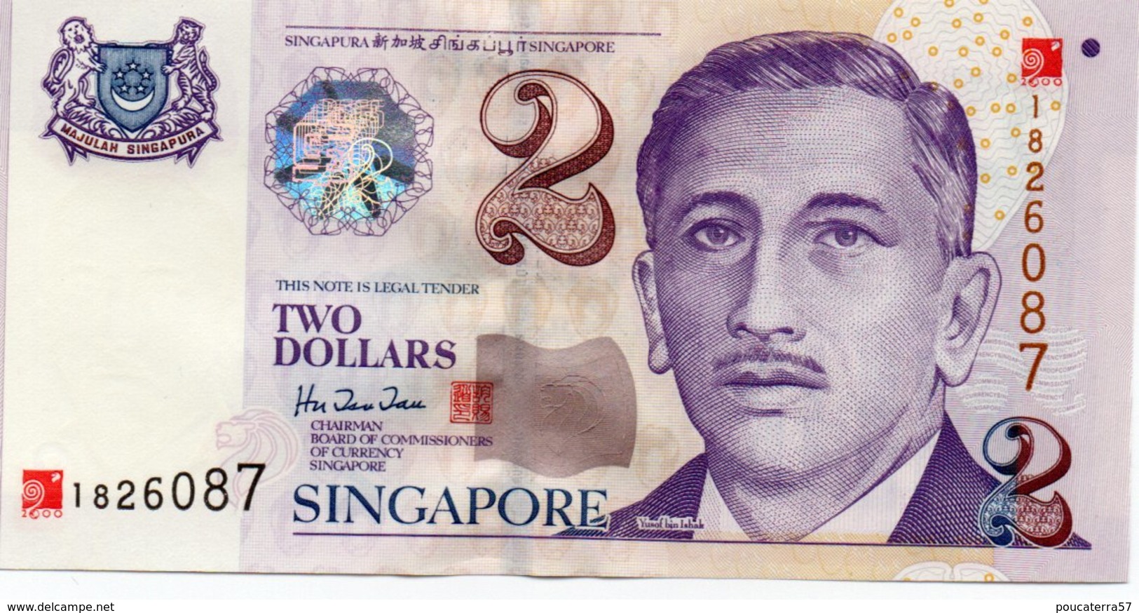 SINGAPORE= N/D    2  DOLLARS     P-45          UNC - Singapore