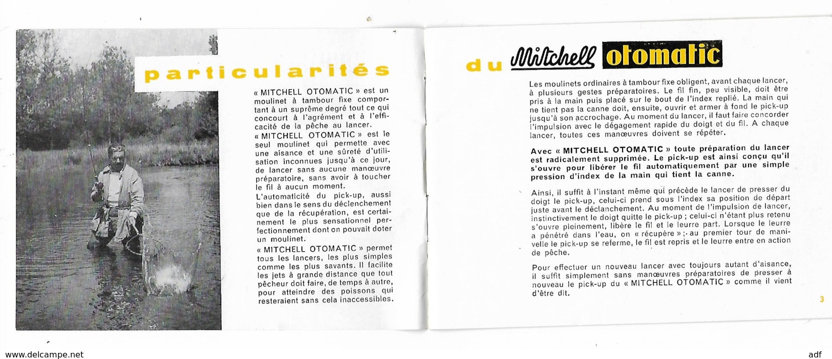 LIVRET PUB PUBLICITAIRE LE MOULINET DE PECHE 2 TEMPS, MITCHELL OTOMATIC - Pêche