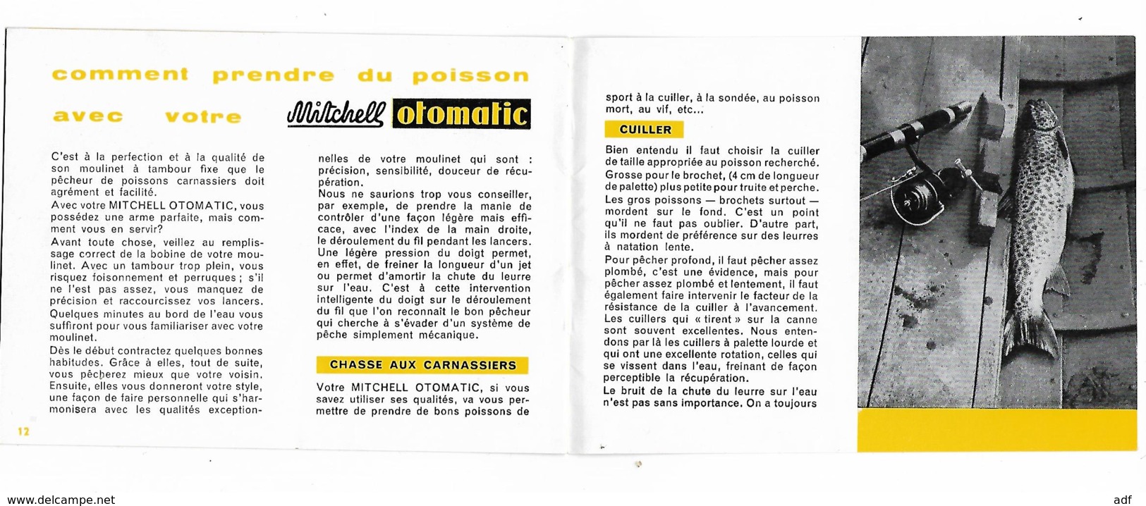 LIVRET PUB PUBLICITAIRE LE MOULINET DE PECHE 2 TEMPS, MITCHELL OTOMATIC - Pêche