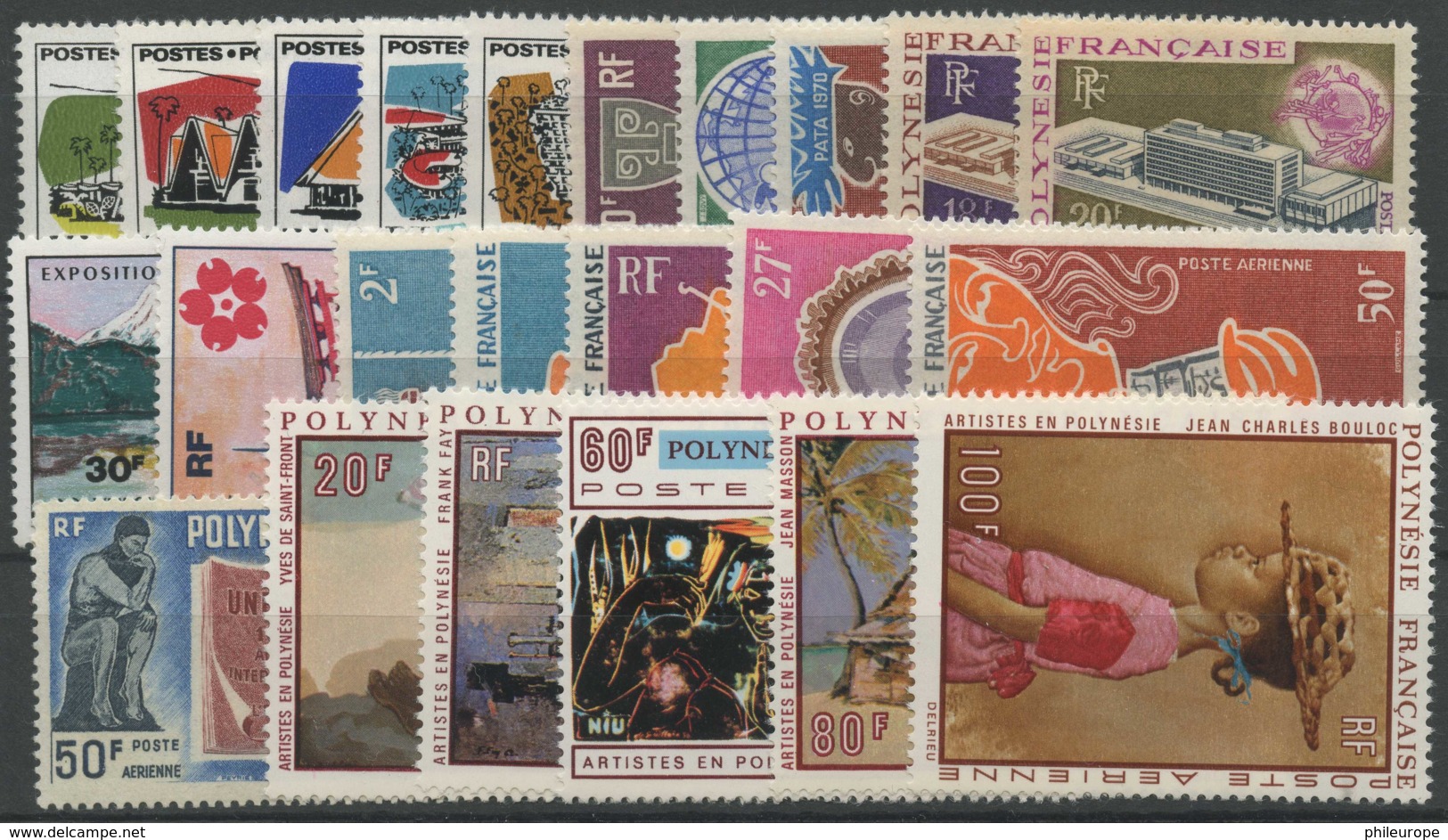 Polynesie Annees Completes (1970) N 72 A 81 Et PA 32 A 44 (Luxe) - Années Complètes