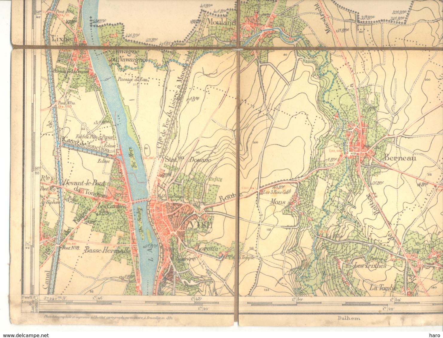 Carte De Géographie Toilée - VISE 1882 - Levée Et Nivelée 1872 (b271) - Geographische Kaarten