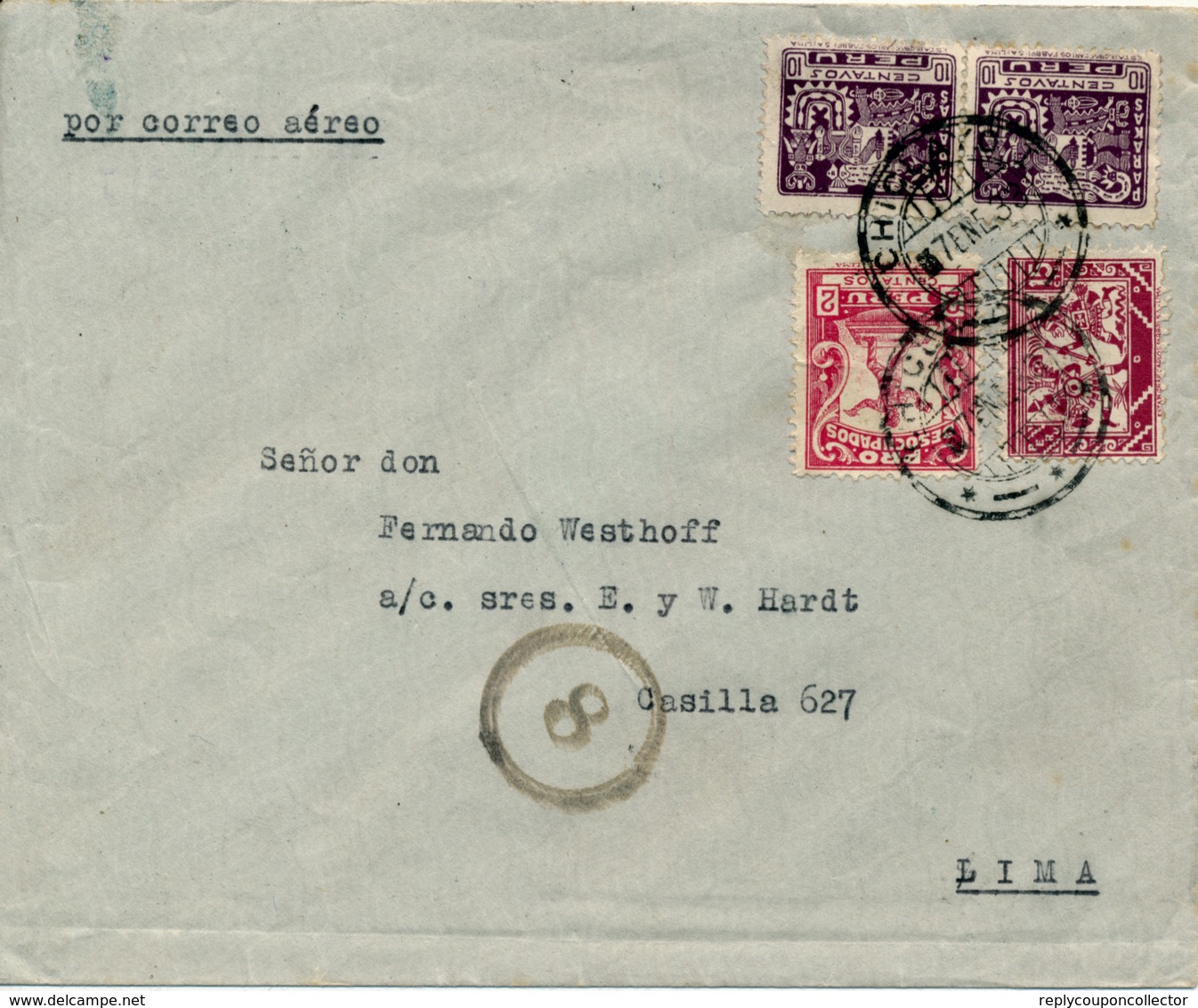 CHICLAYO  / Peru  - 7.EN.1933 , Luftpostbrief Nach Lima - Peru