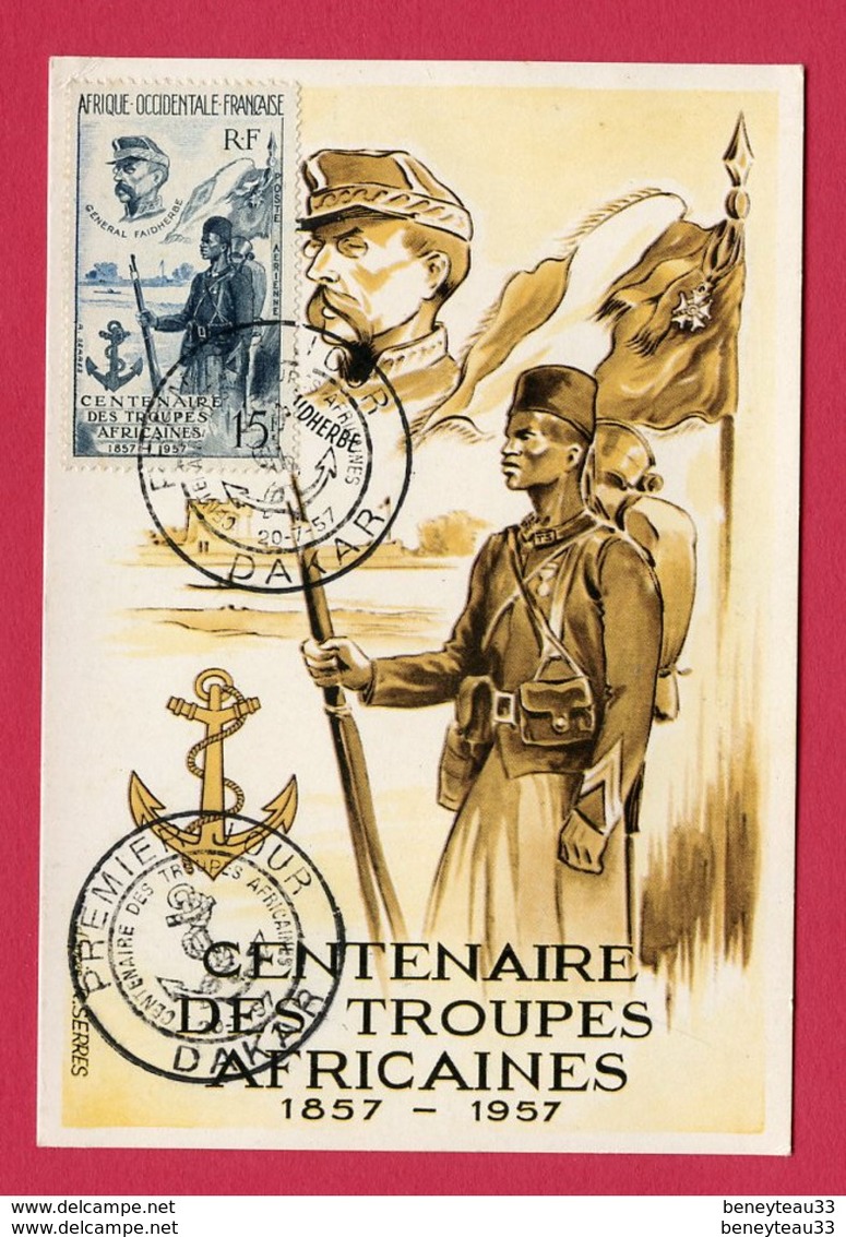 CP (Réf : V 794)   MILITARIA - AUTRES   CENTENAIRE DES TROUPES AFRICAINES 1857 - 1957 (très Beau Timbre - Altri & Non Classificati