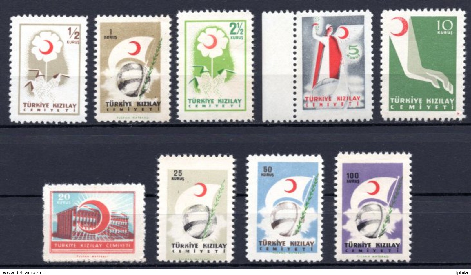 1957 TURKEY RED CRESCENT SOCIETY CHARITY STAMPS MNH ** - Wohlfahrtsmarken