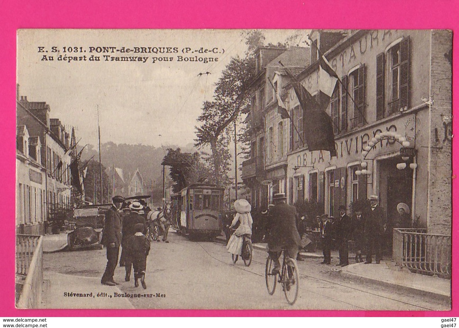 CPA  (Ref: Z2214) PONT-DE-BRIQUES (62 PAS DE CALAIS)  Au Départ Du Tramway Pour Boulogne (très Animée, Tramway) - Sonstige & Ohne Zuordnung