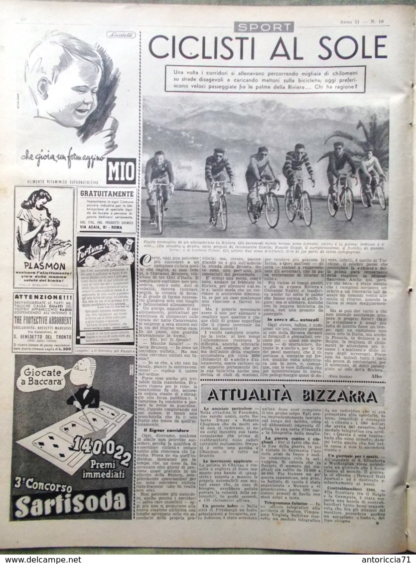 La Domenica Del Corriere 6 Marzo 1949 Scacchi Stazione Milano Ciclisti Carnevale - Altri & Non Classificati