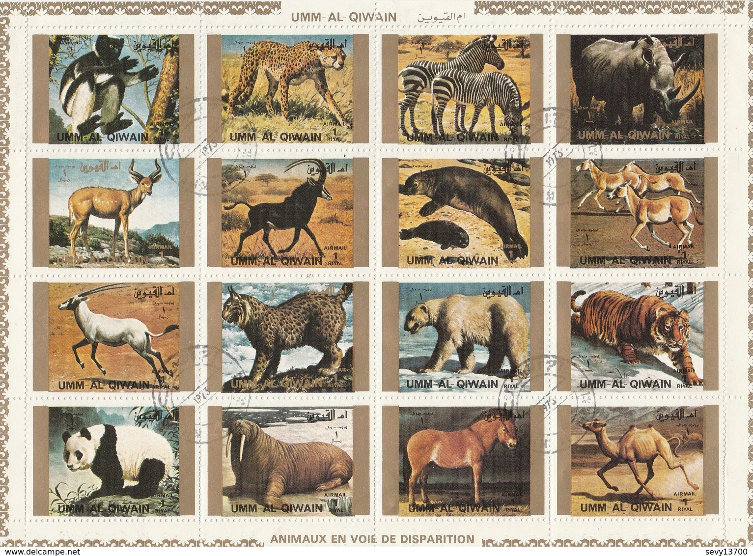 Umm Al Qiwain Lot 32 Timbres En 2 Blocs Les Animaux En Voie De Disparition - Année 1972 Mi 1370 à 1385 Et Mi 1530 à 1545 - Umm Al-Qiwain