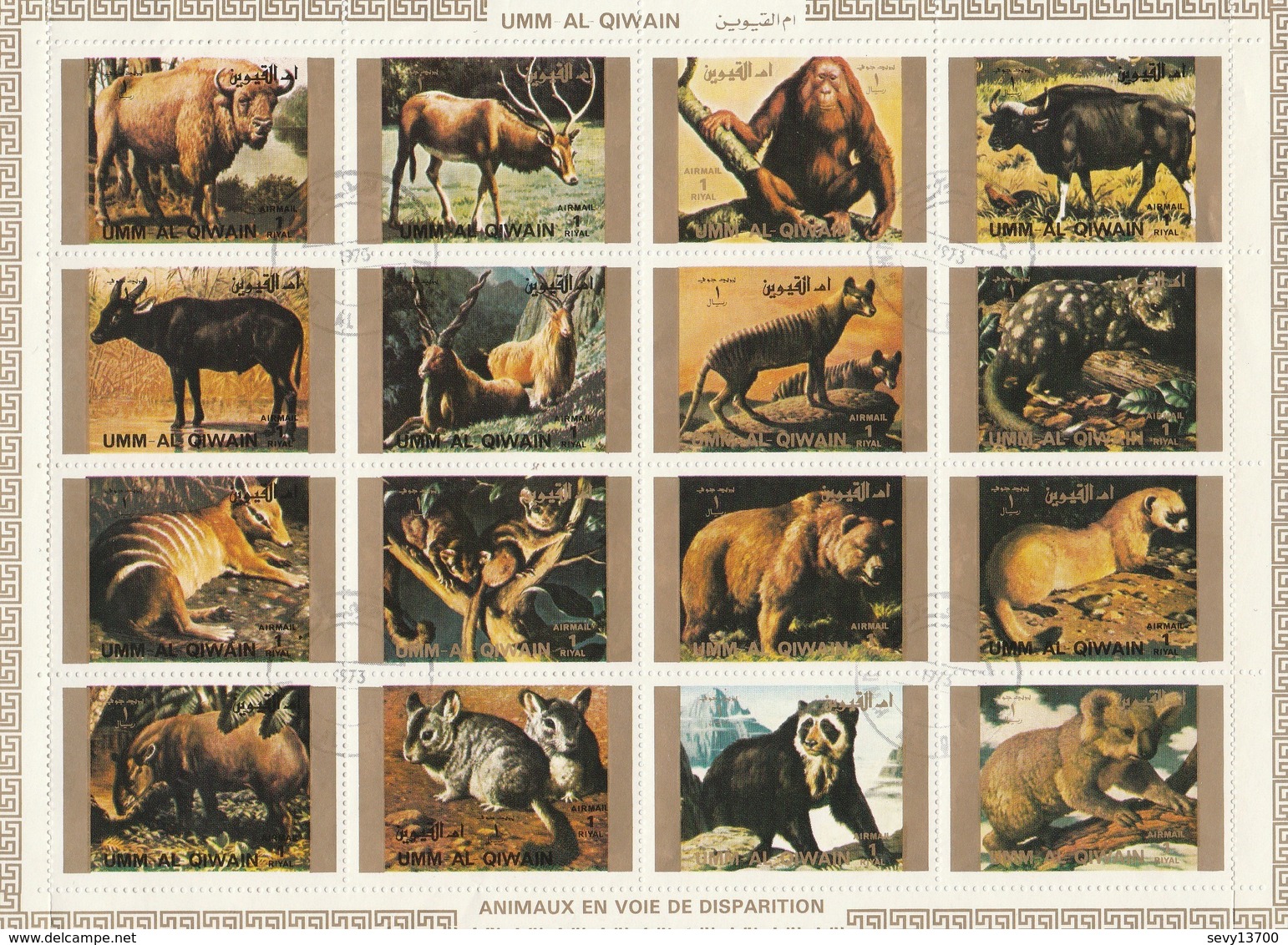 Umm Al Qiwain Lot 32 Timbres En 2 Blocs Les Animaux En Voie De Disparition - Année 1972 Mi 1370 à 1385 Et Mi 1530 à 1545 - Umm Al-Qiwain