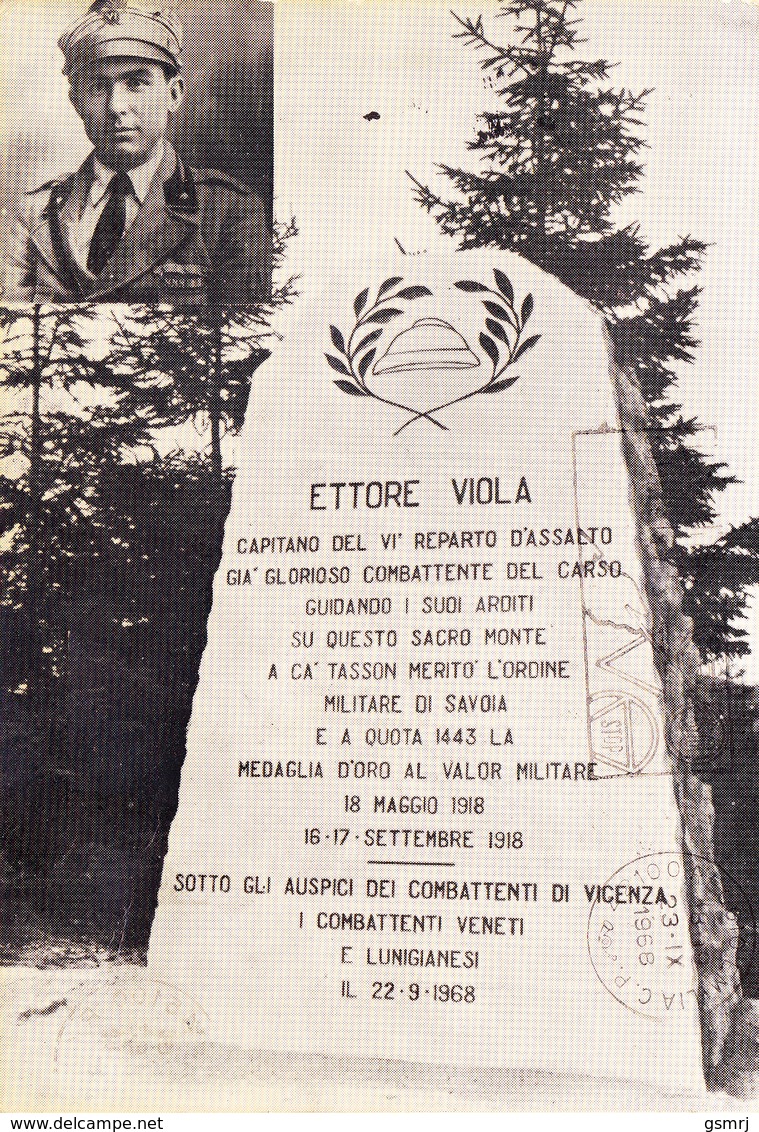 Cartolina - Capitano Ettore Viola, Massa Carrara, Rovigo, Vicenza. - Guerra 1914-18