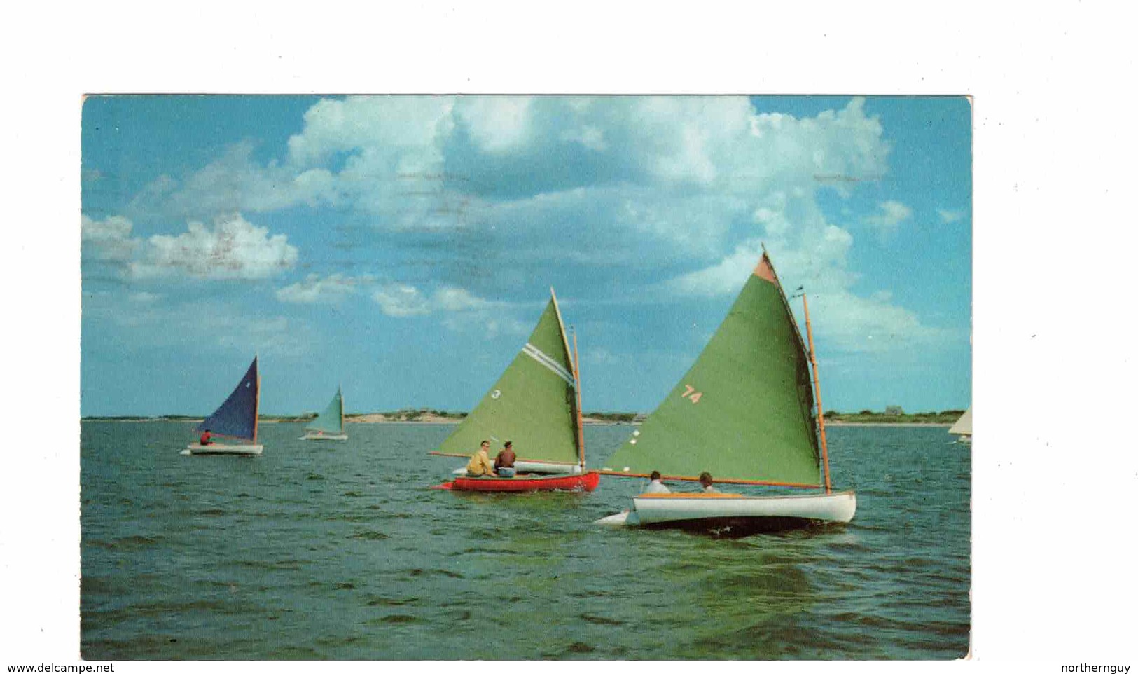 NANTUCKET, Massachusetts, USA, Small Sailboats Race, 1960 Chrome Postcard - Nantucket