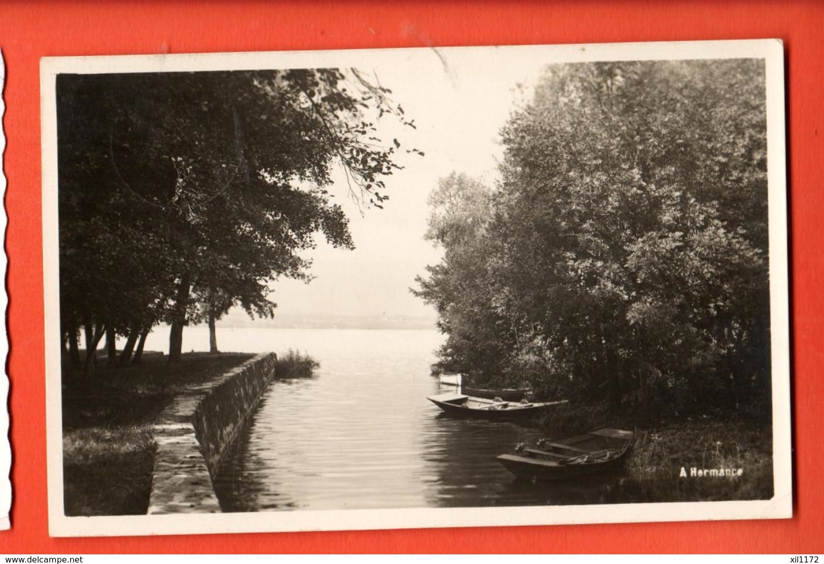 KAN-16 A Hermance, Bord Du Léman. Barques. Cachet Hermances 1935, - Hermance