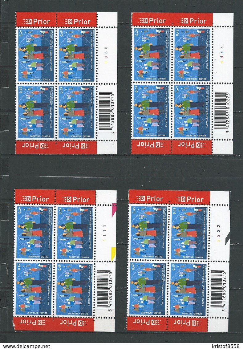 Zegel 3211 ** Postfris Met Plaatnummers 1-2-3-4 - 2001-2010