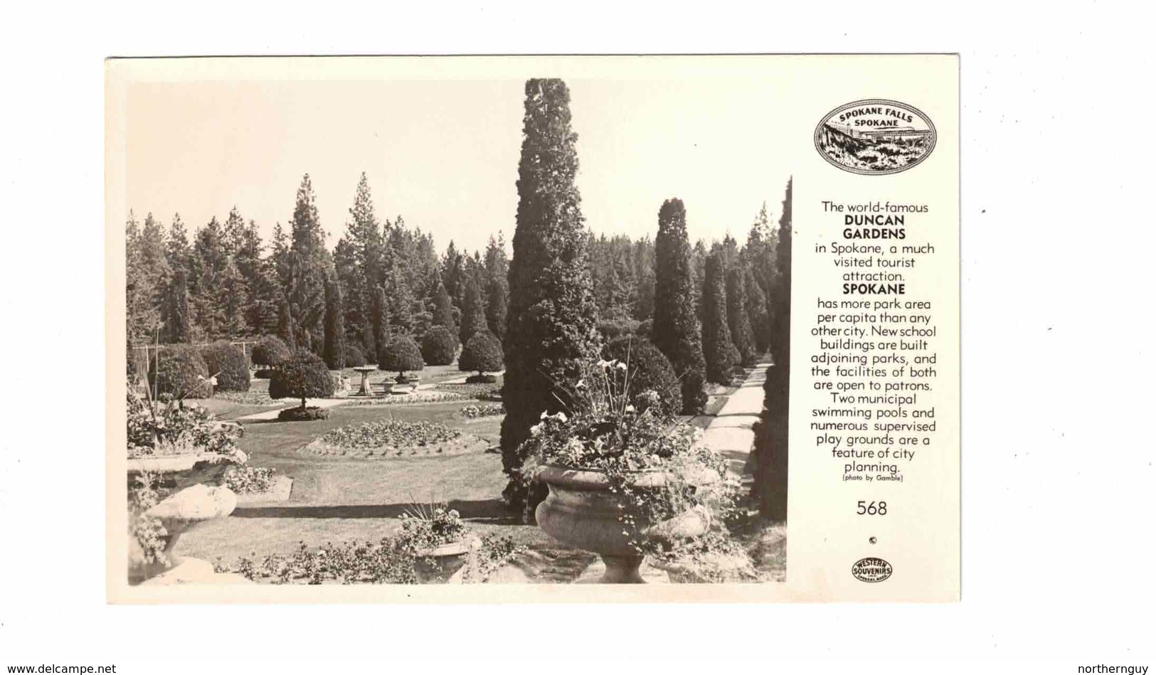 SPOKANE, Washington, USA, Duncan Gardens, Old Real Photo Advertising Postcard - Spokane