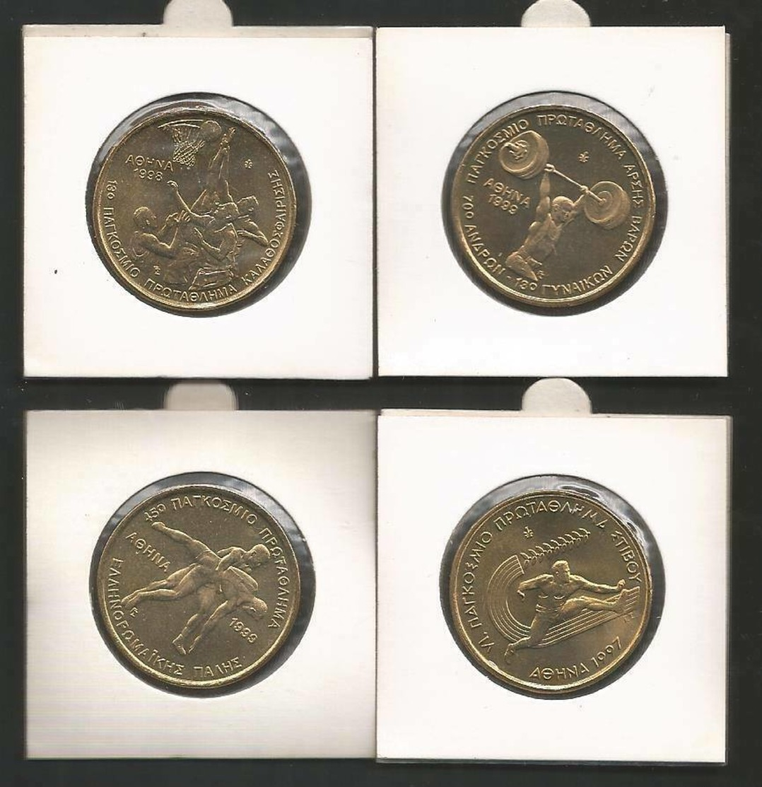 Greece Set 4 Comemorative Coins 100 Drachmas 1997/1999 UNC - Griechenland