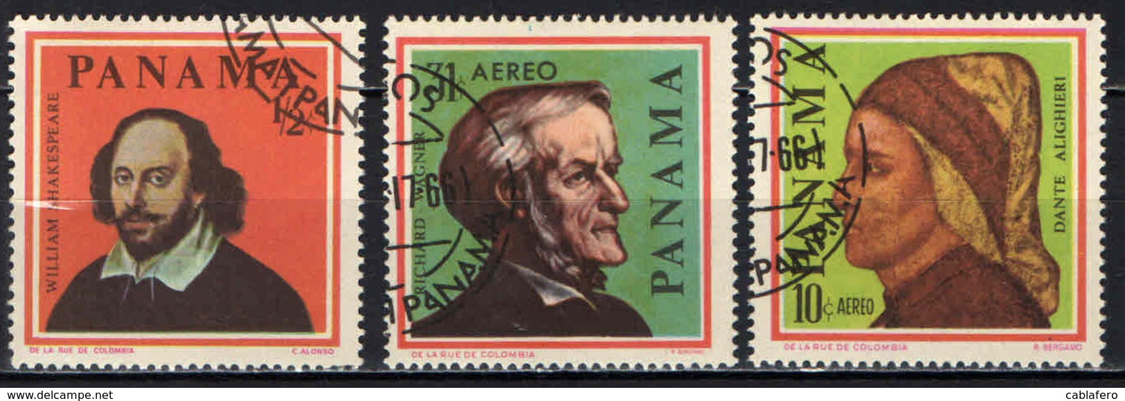 PANAMA - 1966 - PERSONALITA': SHAKESPEARE. DANTE ALIGHIERI, RICHARD WAGNER - USATI - Panama