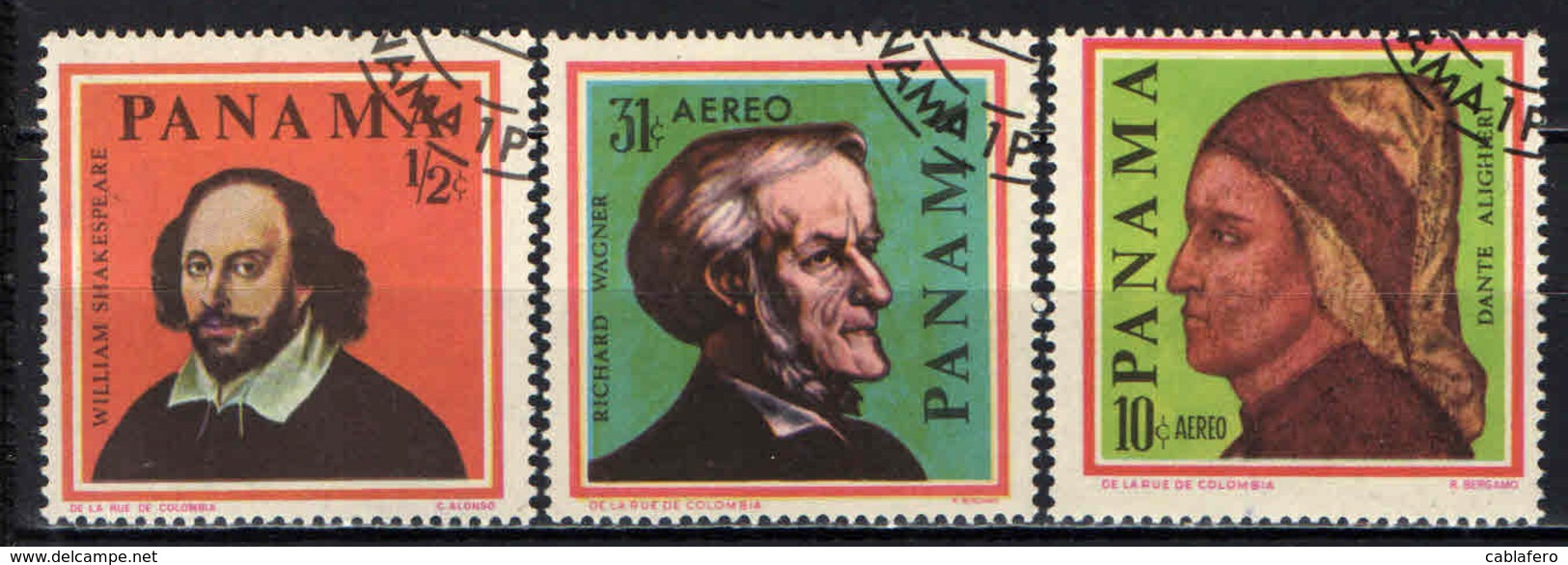 PANAMA - 1966 - PERSONALITA': SHAKESPEARE. DANTE ALIGHIERI, RICHARD WAGNER - USATI - Panama