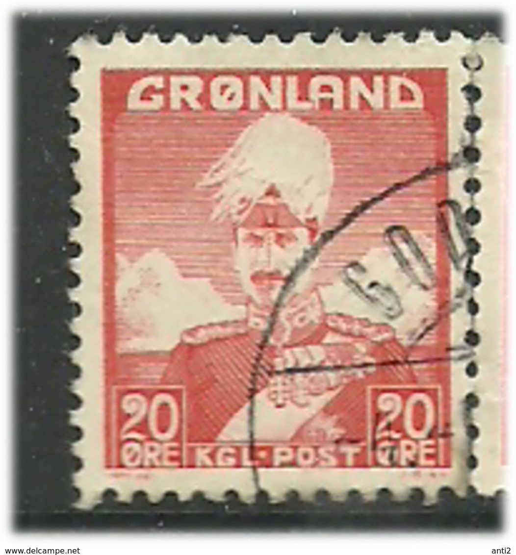 Greenland 1946 King Christian X, King Of Denmark, 20 øre Red;Mi 26,Cancelled(o) - Gebraucht