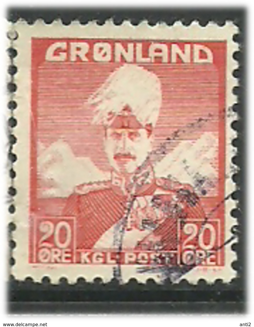 Greenland 1946 King Christian X, King Of Denmark, 20 øre Red;Mi 26,Cancelled(o) - Gebraucht