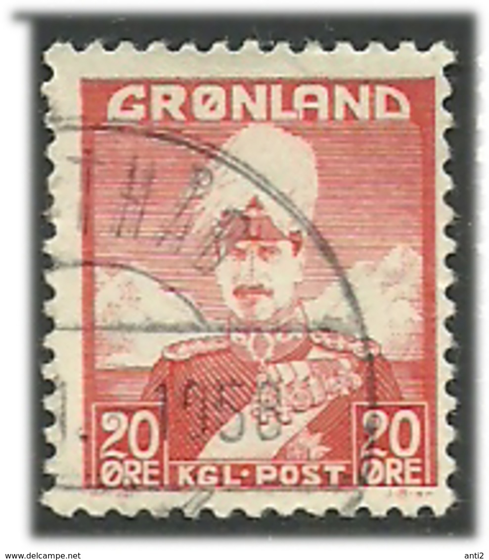 Greenland 1946 King Christian X, King Of Denmark, 20 øre Red;Mi 26,Cancelled(o) - Usados