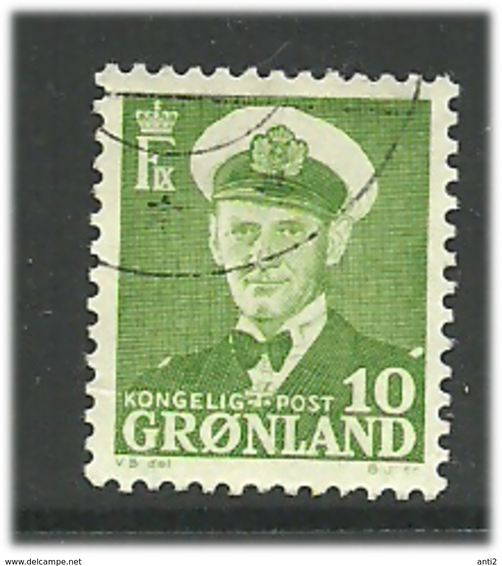 Greenland 1950 King Christian X, King Of Denmark, 10 øre Green, Mi 30,Cancelled(o) - Gebraucht