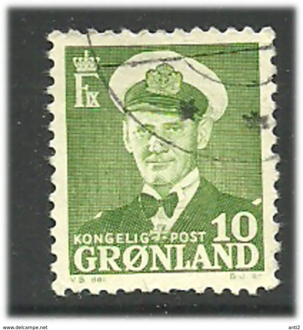 Greenland 1950 King Christian X, King Of Denmark, 10 øre Green, Mi 30,Cancelled(o) - Used Stamps