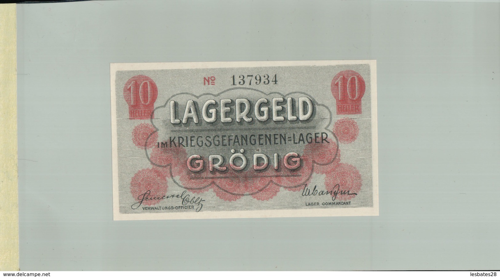 Billet De Banque LAGERGELD Im Kriegsgefangennen Lager GRÖDIG - 10 Heller  TB  DESC 2019 Gerar - Oesterreich