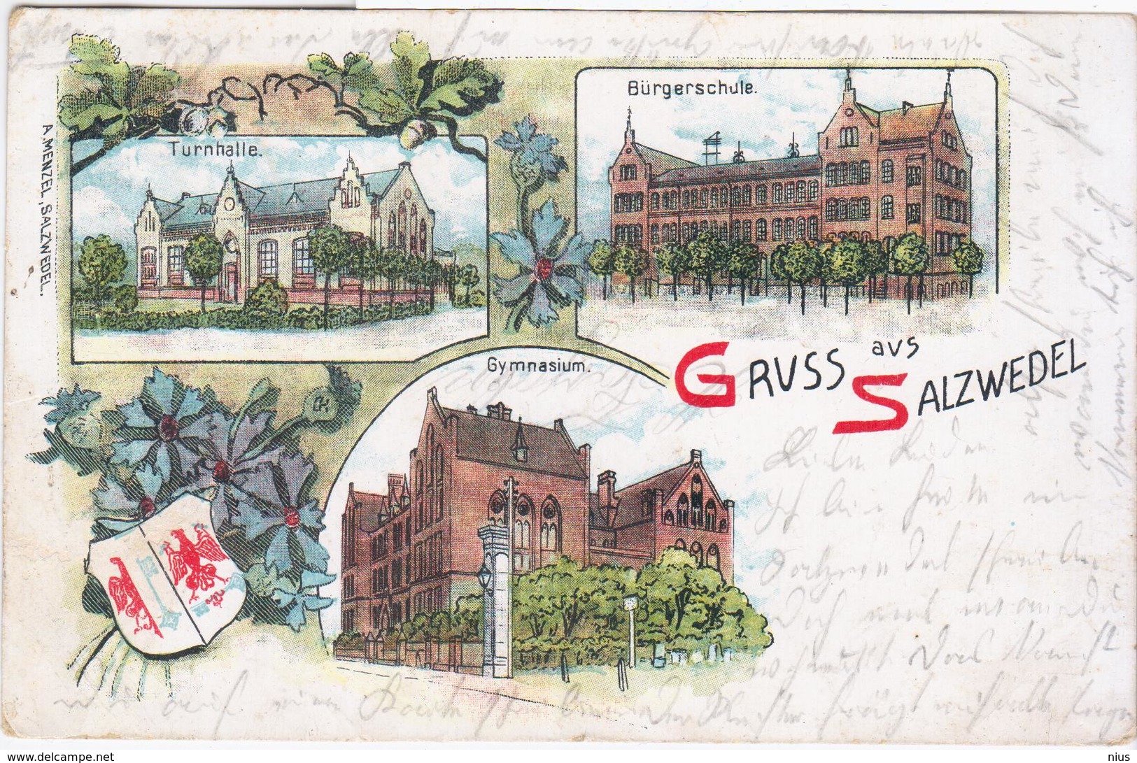 Germany Deutschland 1910 Gruss Aus Salzwedel, Burgerschule, Gymnasium, Turnhalle - Fallingbostel