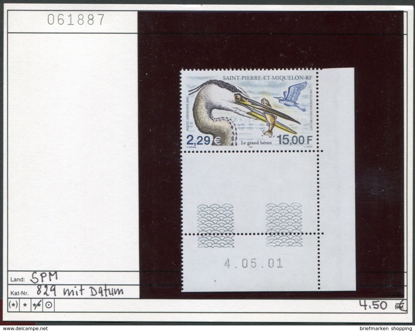 St. Pierre & Miquelon - SPM - Michel 829 (Yvert PA 81) Coin Daté ** Mnh Neuf Postfris - Vögel - Oiseaux - Birds - Vogels - Nuovi