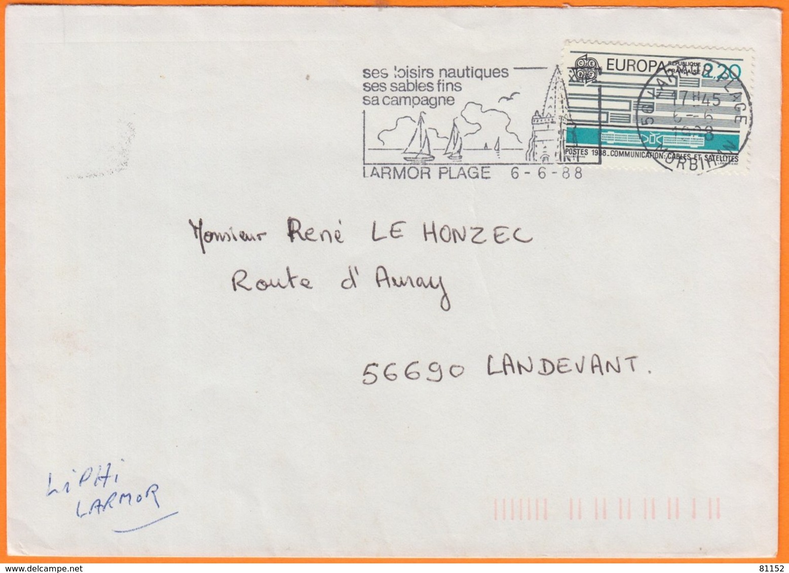 MORBIHAN  Lot De 3 Enveloppes " Timbre SEUL Sur LETTRE " Villes Et Années Mélangées Pour 56690 LANDEVANT - 1961-....