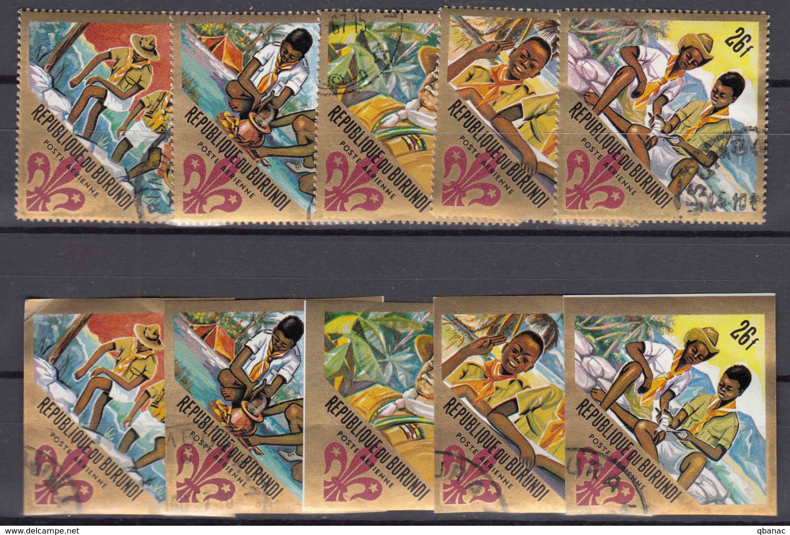 Burundi 1967 Scouts Airmails Mi#354-358 A And B Used - Gebruikt