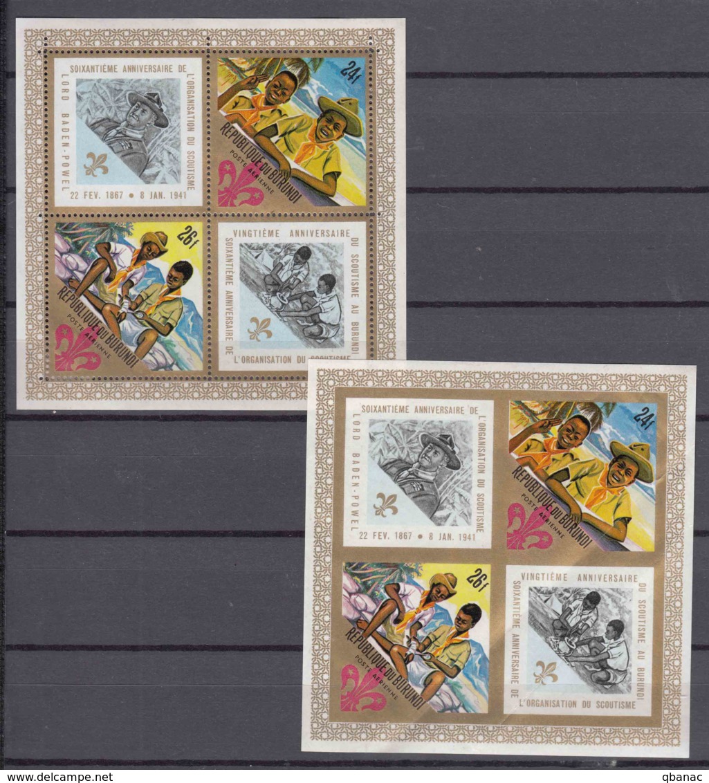 Burundi 1968 Scouts Mi#Block 25 A And B, Mint Hinged Lightly Folded - Used Stamps