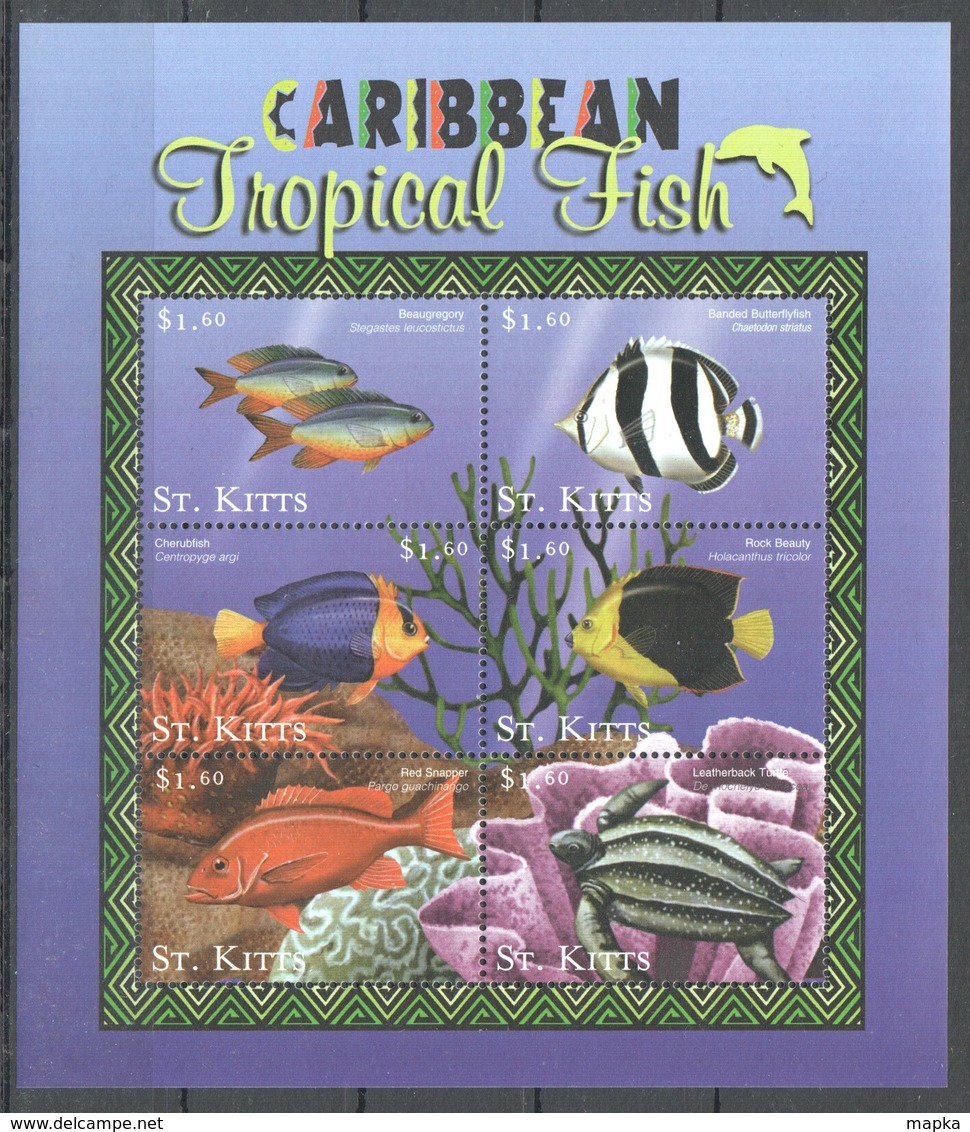 PK436 ST.KITTS FISH & MARINE LIFE CARIBBEAN TROPICAL FISH 1KB MNH - Vie Marine