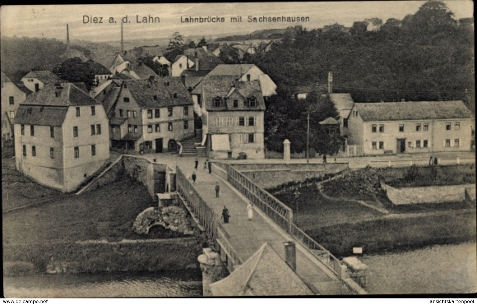 Cp Diez An Der Lahn, Lahnbrücke Mit Sachsenhausen - Autres & Non Classés