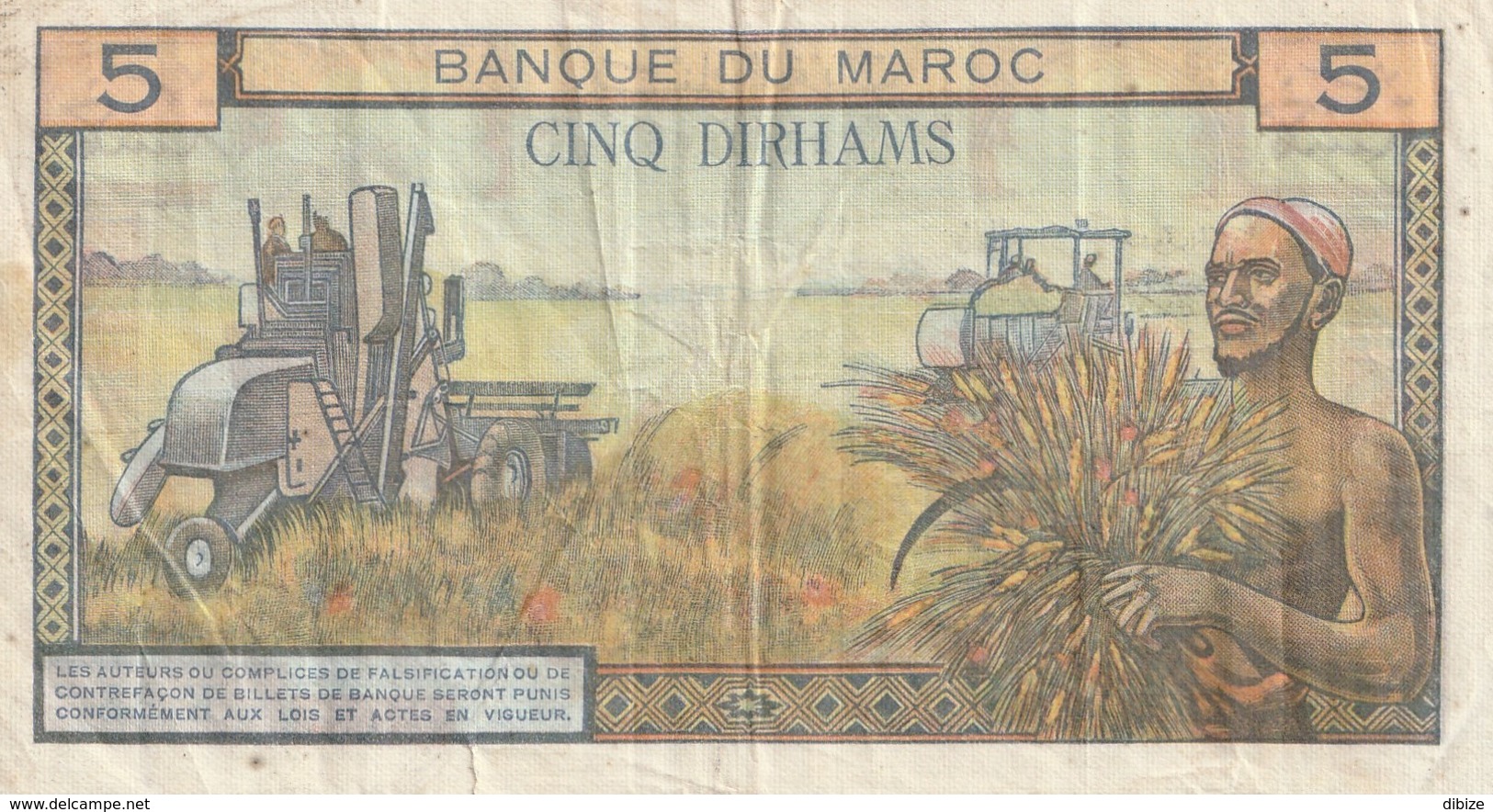 Maroc. Billet De 5 Dirhams. 1968. Etat Moyen. Froissé. Traces De Rousseurs. Mais Entier. - Maroc