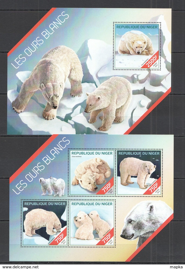 ST2667 2014 NIGER FAUNA ANIMALS POLAR BEARS OURS BLANCS 1KB+1BL MNH - Bears