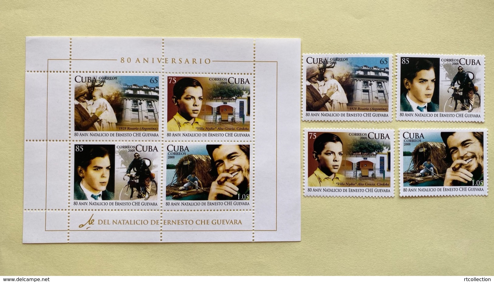 Cuba 2008 Set Of 4 + M/S 80th Anniversary Birth Of Ernesto Che Guevara People Politician Leader Celebrations Stamps MNH - Other & Unclassified