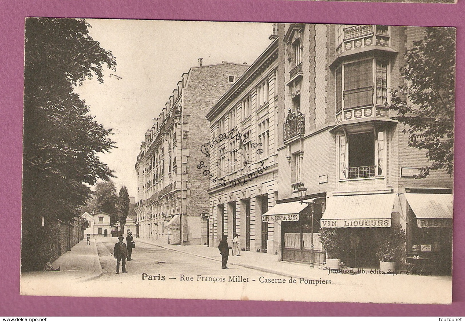 Cpa Paris Rue Francois Millet Caserne De Pompiers - Café, Restaurant - édition Jamasse ? - Distretto: 16