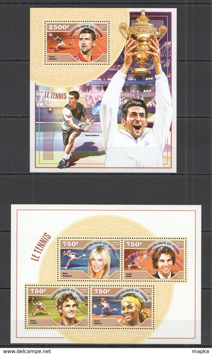 ST2767 2014 NIGER SPORT TENNIS CHAMPIONS DJOKOVIC SHARAPOVA NADAL KB+BL MNH - Cars