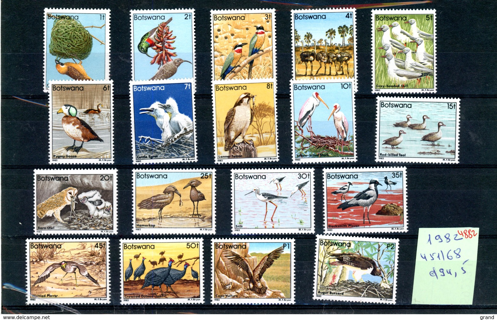 Botswana 1982-Grande Série Oiseaux.YT 451/68***MNH - Pájaros Cantores (Passeri)