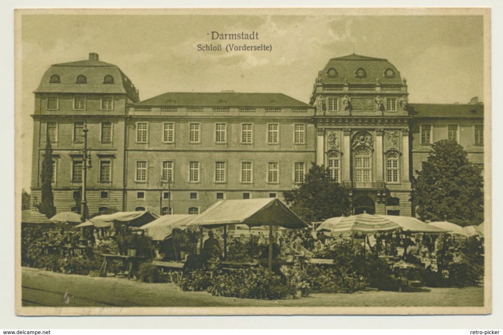 AK  Darmstadt Schloss Mit Markt 1928 - Darmstadt