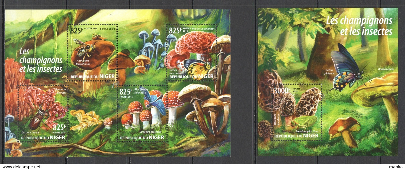 ST2044 2015 NIGER MUSHROOMS & INSECTS CHAMPIGNONS ET INSECTES KB+BL MNH - Other & Unclassified