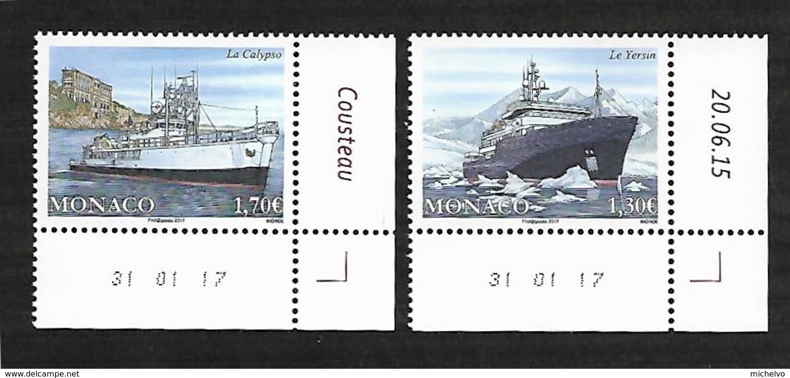 Monaco 2017 - Yv N° 3076 & 3077 - LE YERSIN Et LA CALYPSO (Mi N° 3333 & 3334) - Nuovi