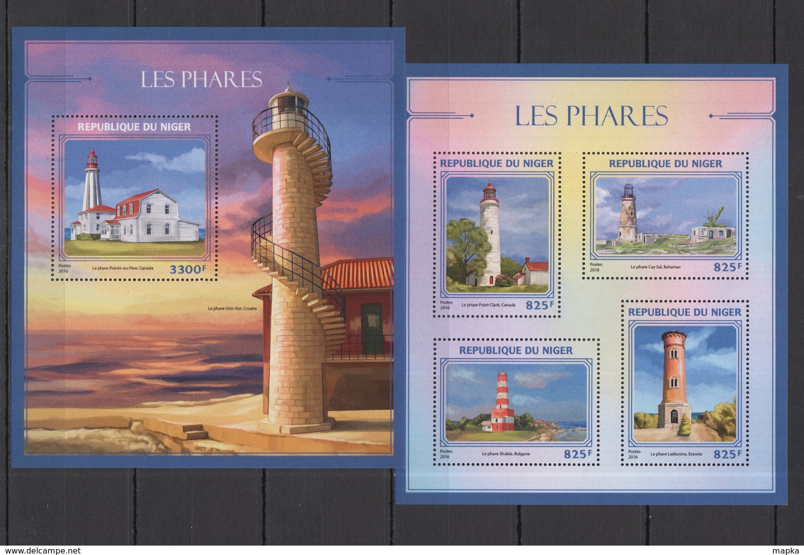 ST1893 2016 NIGER MARINE LIFE ARCHITECTURE LIGHTHOUSES LES PHARES KB+BL MNH - Phares