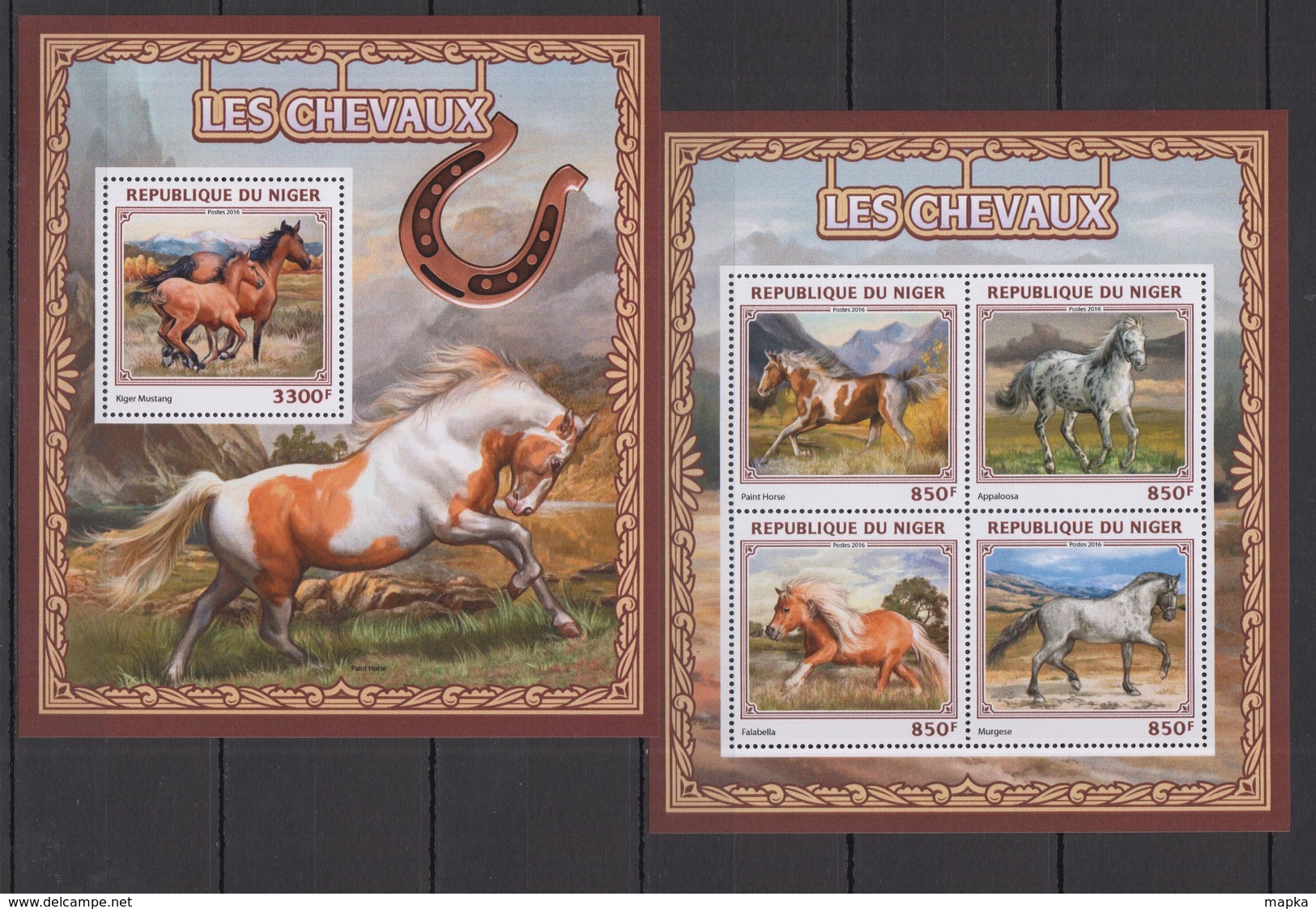 ST1901 2016 NIGER FAUNA DOMESTIC & FARM ANIMALS HORSES LES CHEVAUX KB+BL MNH - Horses